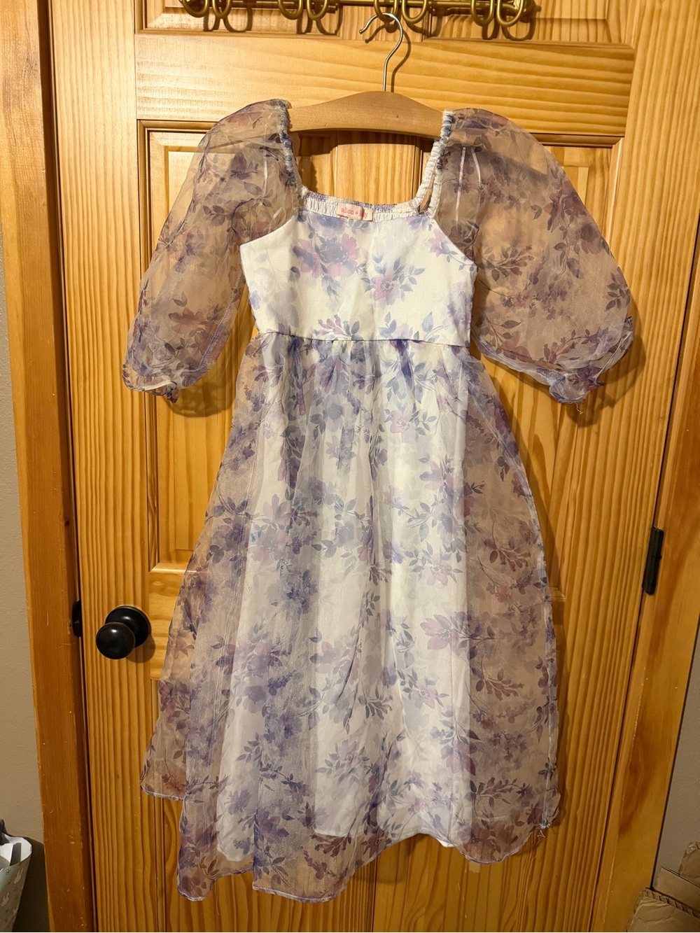 Girls Floral Puff Sleeve Dress Size 8